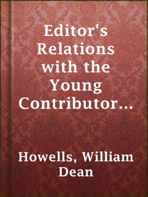 cover image of Editor's Relations with the Young Contributor (from Literature and Life)